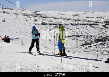 Skiing in Kingdom of Lesotho Highland mountains Africa Stock Photo