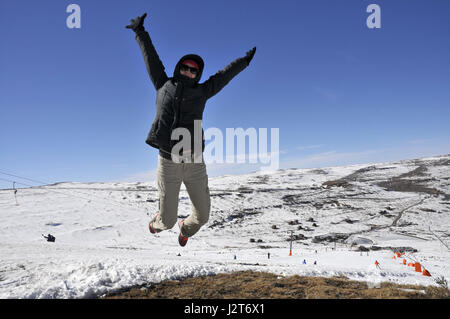 Skiing in Kingdom of Lesotho Highland mountains Africa Stock Photo