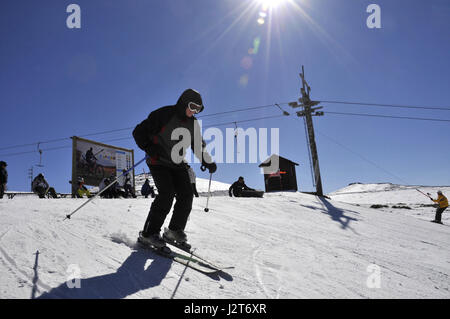 Skiing in Kingdom of Lesotho Highland mountains Africa Stock Photo