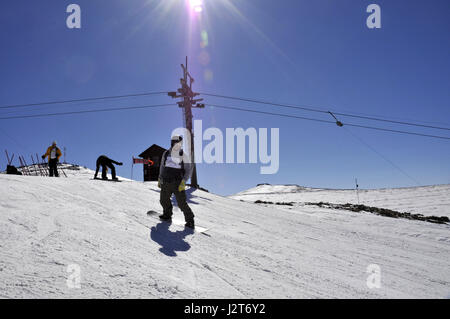 Skiing in Kingdom of Lesotho Highland mountains Africa Stock Photo