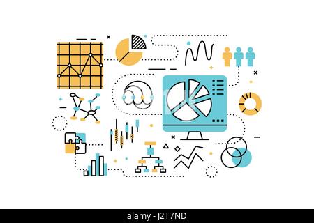 Data analysis line icons illustration. Design in modern style with related icons ornament concept for website, app, web banner. Stock Vector