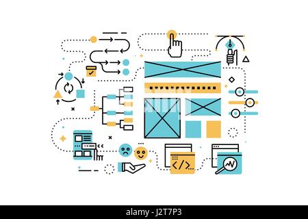 UI/UX design line icons illustration. Design in modern style with related icons ornament concept for website, app, web banner. Stock Vector