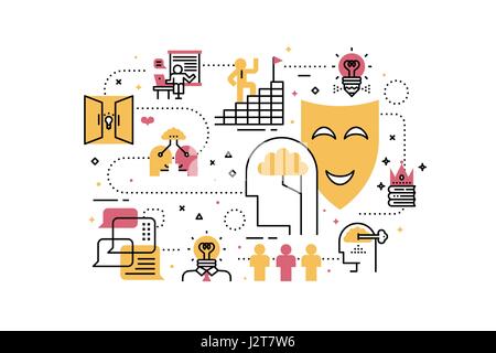 Creative learning line icons illustration. Design in modern style with related icons ornament concept for website, app, web banner. Stock Vector