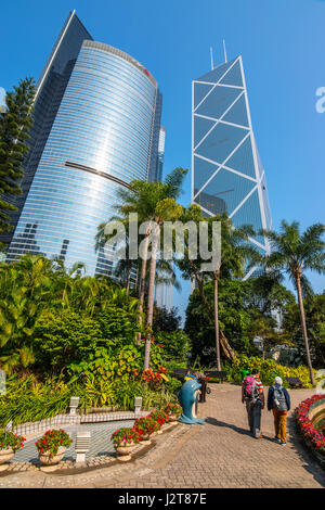 ICBC Tower and Bank of China Tower, Hong Kong Stock Photo