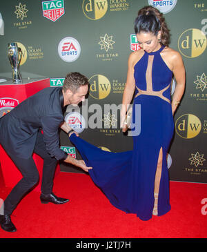 Sydney, Australia. 1st May, 2017.  Fashion stylist and designer Donny Galella seen working styling on the red carpet as vip's, celebrities and sports stars arrive at the Dolan Warren A/W League Awards in Sydney, Australia. Credit: Triangular Pics / Alamy Live News Stock Photo