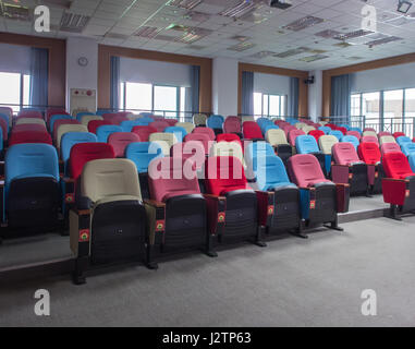 Yilan, Taiwan - October 14, 2016: Colored seats in a classroom of the public library  in Taiwan Stock Photo