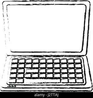 blurred silhouette front view laptop computer tech device Stock Vector