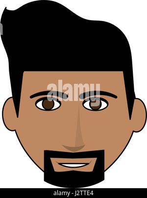 color image cartoon front face man with beard Stock Vector