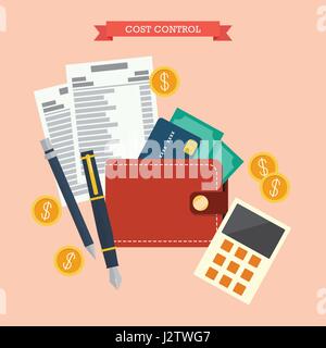 Cost control concept. Flat style vector illustration Stock Vector