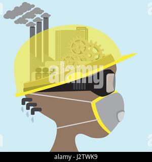 Abstract head of safety in industry. Safety first concept. Vector Stock Vector