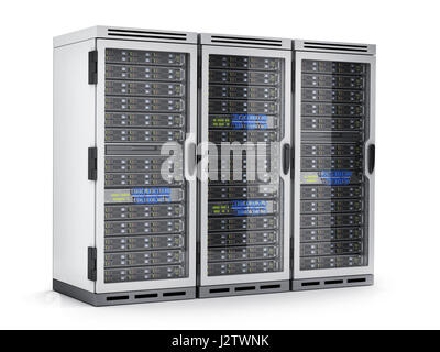 Three power modern server only isolated. 3d illustration Stock Photo