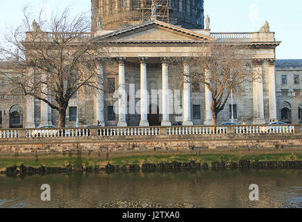 Classical frontage of Four Courts building, Inns Quay, Dublin, Ireland, Republic of Ireland completed 1802 Stock Photo