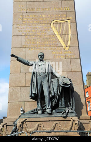 Charles Stewart Parnell monument, O'Connell Street, Dublin city centre, Ireland, Republic of Ireland sculptor Augustus Saint-Gaudens unveiled 1911 Stock Photo