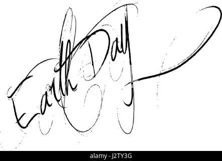 Eart day text sign illustration on white back ground Stock Vector