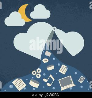 Data Leak, Cloud computing technology Stock Vector
