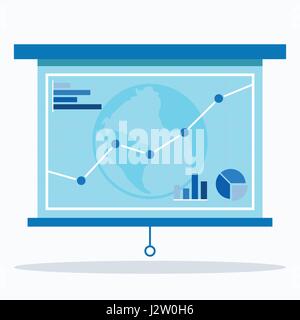 Projector screen with graph Stock Vector