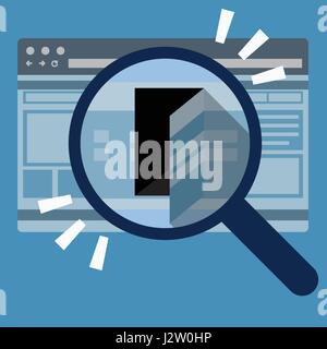 Door in internet browser. Data security concept. Stock Vector
