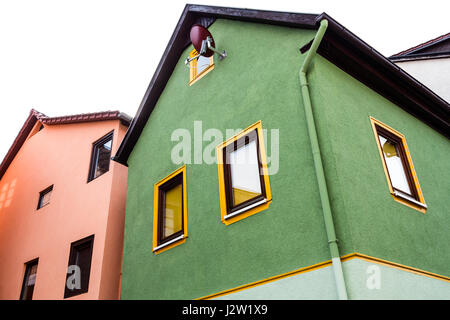 Amorbach- row of colorful houses in the old town, Bavaria, Germany Stock Photo