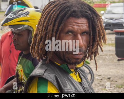 Dekai, Indonesia - January 12, 2015: Portret of the Papuan with a dreadlock Stock Photo