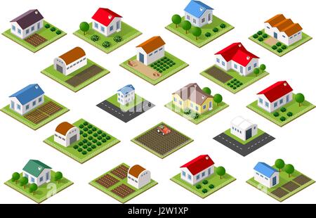 Isometric icon rural Stock Vector