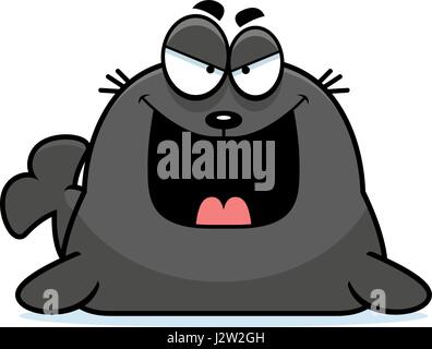 A cartoon illustration of an evil looking seal. Stock Vector