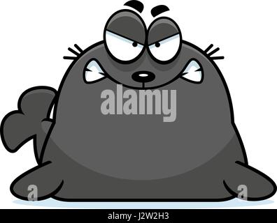 A cartoon illustration of a seal looking angry. Stock Vector