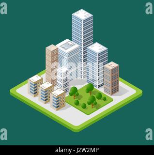 Isometric 3D city icons Stock Vector