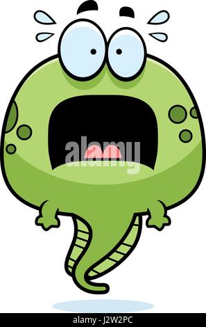 A cartoon illustration of a tadpole looking scared. Stock Vector