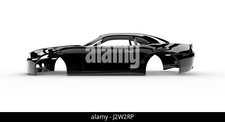 Black body car with no wheel, engine,interior Stock Photo