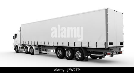 White transport truck isolated on a white background Stock Photo