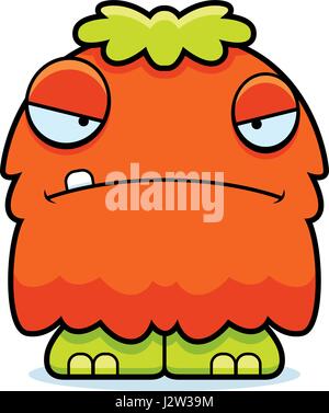 A cartoon illustration of a fluffy monster looking mad. Stock Vector