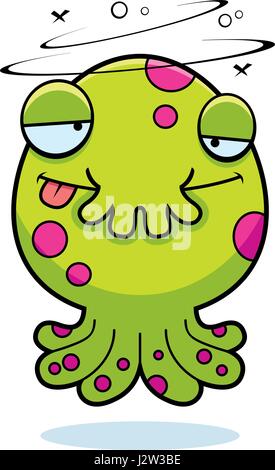 A cartoon illustration of a octopus looking drunk Stock Vector Image ...
