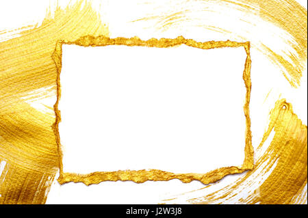 Abstract gold painted frame on a white and gilded background with place for your text Stock Photo
