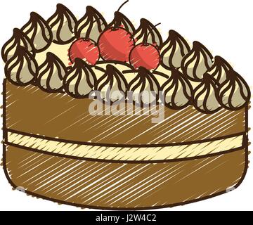 delicious pastel with cherries to happy birthday Stock Vector