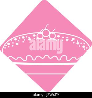 label delicious pastel with cherries to happy birthday Stock Vector