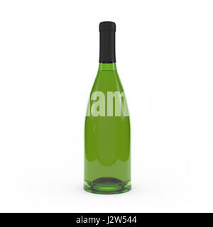 Wine bottle isolated 3d rendering on white background Stock Photo