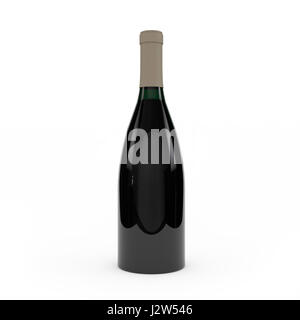 Wine bottle isolated 3d rendering on white background Stock Photo