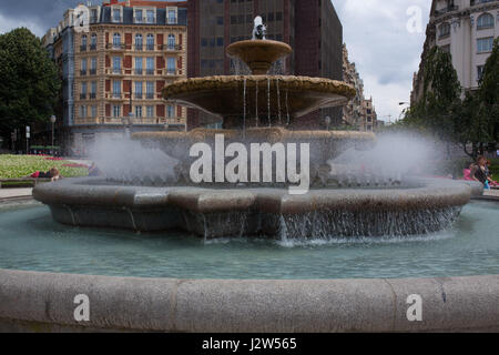Fountain in the Plaza Moyúa, Bilbao. Stock Photo