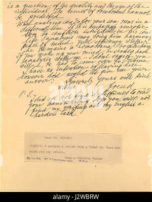 A Letter from Freud to a mother of a homosexual - 1935 - 2 Stock Photo