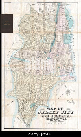 The 1886 Dripps map of Hoboken and Jersey City, New Jersey, is a ...