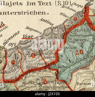 Armenian population map 1896 cropped Lazistan Stock Photo