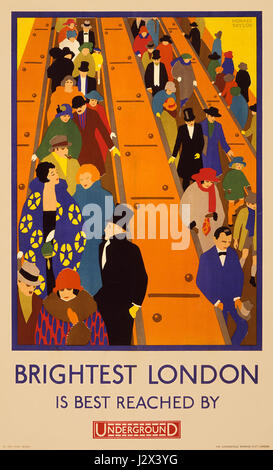 Brightest London is best reached by Underground, subway poster, 1924 Stock Photo