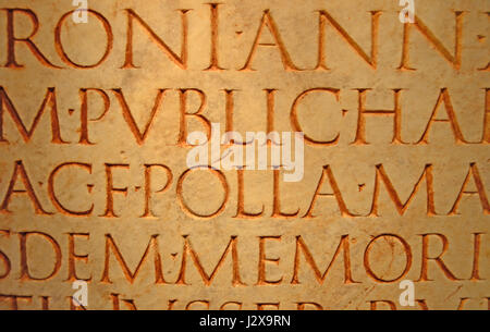 Ancient Roman text engraved in marble Stock Photo