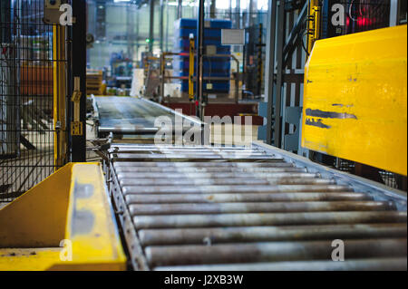 Beer production line. Equipment for the staged production and bottling of the finished product. Special industrial technological device at the factory Stock Photo