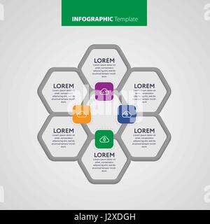 Vector Infographic report template made from lines and icons. Stock Vector