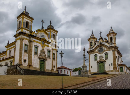 Sao Francisco de Assis Church and Nossa Senhora do Carmo Sanctuary - Mariana, Minas Gerais, Brazil Stock Photo