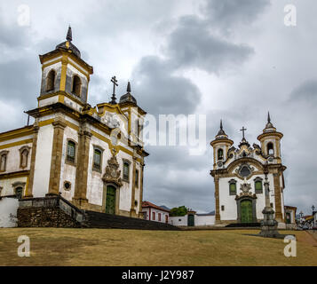 Sao Francisco de Assis Church and Nossa Senhora do Carmo Sanctuary - Mariana, Minas Gerais, Brazil Stock Photo