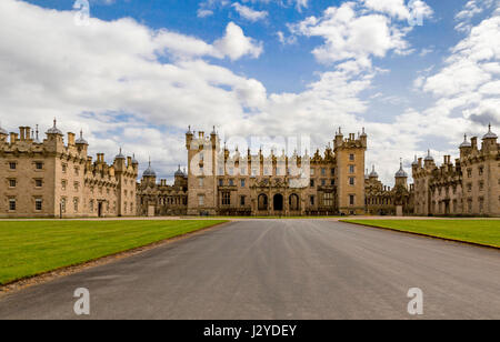 Panoramic view of Floors Castle, seat of the Duke of Roxburghe, Kelso, Roxburghshire, Scottish Borders, Scotland, UK. Stock Photo