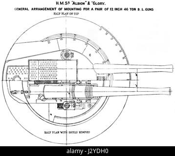 Canopus class 12 inch gun turret plan Stock Photo