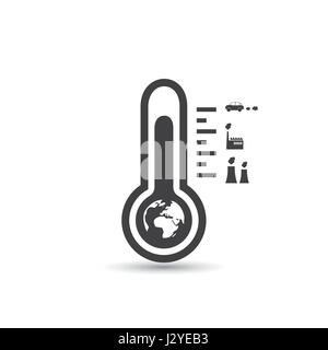 Global Warming, Ecological Problems - Thermometer Icon Design Concept Stock Vector